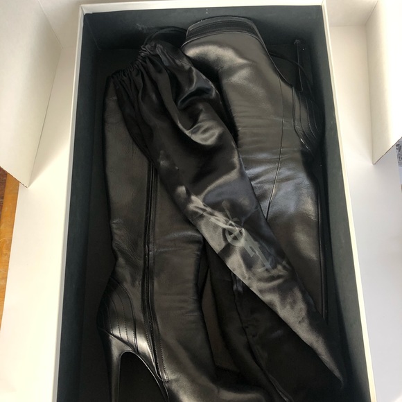 YSL Tribute Black Platform Knee High Boot 38.5 - Picture 13 of 14